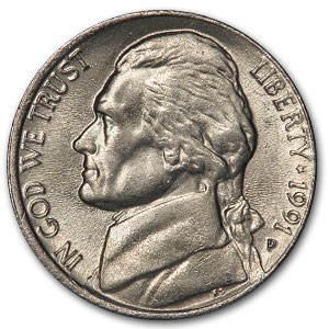 1991-P Jefferson Nickel BU 1991-P Jefferson Nickel BU